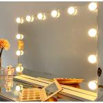 iCREAT Hollywood Miroir de Maquillage avec LumiEres 12 Ampoules LED Dimmable, Grand Miroir de Table avec 3 Modes de Lumiere USB, Miroir de Table Miroirde Maquillage, 58x43cm, Blanc