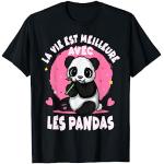 T-shirts noirs à motif pandas Taille S look fashion pour homme 