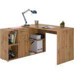 Idimex - Bureau d'angle CARMEN table avec meuble de rangement intégré et modulable avec 4 étagères 1 porte et 1 tiroir, décor chêne sauvage