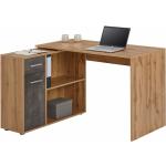 Idimex - Bureau d'angle ISOTTA table avec meuble de rangement intégré et modulable avec 2 étagères 1 porte 1 tiroir décor chêne sauvage/béton