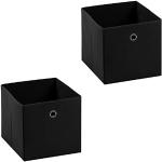 IDIMEX Lot de 2 tiroirs en Tissu Noir ELA boîte de Rangement Ouverte avec poignée dim 27 x 27 x 27 cm, idéal pour Cube de Rangement bac Pliable pour Linge Jouets vêtements