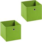 IDIMEX Lot de 2 tiroirs en Tissu Vert ELA boîte de Rangement Ouverte avec poignée dim 27 x 27 x 27 cm, idéal pour Cube de Rangement bac Pliable pour Linge Jouets vêtements