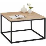 IDIMEX Table basse carrée HADES, cadre en métal noir et plateau en mélaminé décor chêne sonoma