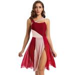Tenues de jazz-dance iEFiEL rouge bordeaux à bretelles spaghetti Taille XL look color block pour femme 