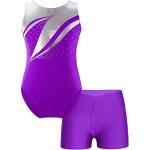 Justaucorps iEFiEL violets à rayures à strass respirants look fashion pour fille de la boutique en ligne Amazon.fr 