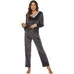 Pyjamas en velours gris en velours Taille S look fashion pour femme en promo 