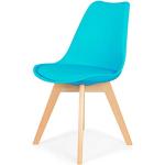 Chaises en bois bleues en cuir synthétique finition mate milieu du siècle 