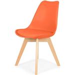 Chaises en bois orange en cuir synthétique finition mate milieu du siècle 