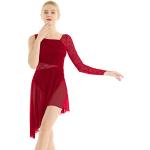 Tenues de jazz-dance Iiniim rouge bordeaux en dentelle respirantes à manches longues Taille L classiques pour femme 