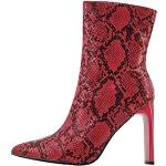 Bottines rouges à effet serpent en cuir synthétique à paillettes à motif serpents en cuir Pointure 36 look fashion pour femme 