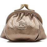 IL BISONTE | Porte-monnaie pour femme en cuir de vachette double - Porte-monnaie avec fermeture à pression et coutures « parapluie » - SCP016 | Made in Tuscany, bronze, Moderne