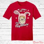 T-shirts à imprimés pour fêtes de Noël roses à motif lapins 