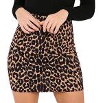 Minijupes en jean pour la Saint-Valentin marron à effet léopard en velours à paillettes minis Taille XL plus size steampunk pour femme 