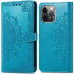 Coques & housses iPhone turquoise à rayures en cuir synthétique à motif mandala 