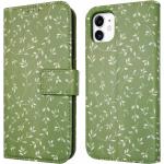 Coques & housses iPhone 11 vertes en cuir synthétique à motif fleurs 