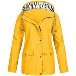 Parkas longues d'automne jaunes imperméables coupe-vents à capuche Taille XL plus size look fashion pour femme 