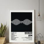 Couverture d'album noire imprimée Arctic Monkeys Am, affiche de typographie musicale, images d'art murales, peinture sur toile pour décoration de chambre à coucher et de maison