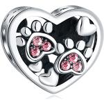Charms coeur roses en cristal à motif chiens look fashion pour enfant 