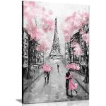 Impression sur toile motif Paris - rose, noir et blanc , Noir , A0 91x61cm (36x24in)