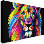 Tableaux abstraits Fab multicolores à motif lions 