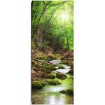 Impression sur toile wandmotiv24 Panorama n° 371. Motif : cours de rivière dans la forêt, 100 x 40 cm, châssis toilé avec image, ruisseau, arbres, vert.