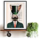 Imprimé D'art De Lapin Moustache Vintage En Illustration Costume Steampunk Pour Le Décor Mural Amateur Lapin