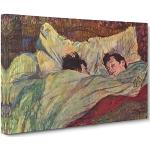 In Bed By Henri De Toulouse Lautrec Peinture classique sur toile prête à être accrochée, image encadrée pour salon, chambre à coucher, décoration de bureau, 50 x 35 cm