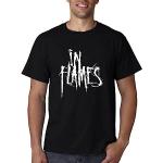 in Flames T-Shirt Swedish Metal Band Short Sleeve Tee Men T Shirt Print Cotton Short Sleeve T-Shirt 100% Cotton Black XL