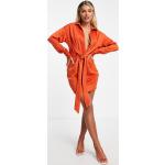 Robes chemisier In The Style orange en satin Taille XS pour femme en promo 