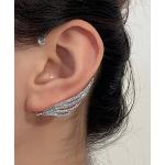 Manchettes d'oreilles argentées en cristal à strass look fashion pour femme 
