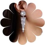 Boucles d'oreilles triangle argentées en cristal à strass fait main style bohème pour femme 
