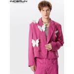 Vestes de costume roses en polyester à motif papillons lavable à la main à manches longues Taille 3 XL look fashion pour homme 