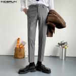 Pantalons chino gris clair à rayures lavable à la main Taille 3 XL look casual pour homme 