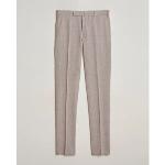 Incotex Slim Fit Cotton/Linen Micro Houndstooth Trousers Beige