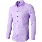 Chemises cintrées violet clair à rayures en fibre de bambou à manches longues Taille XXS look casual pour homme 