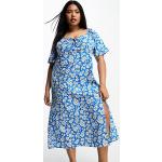 Robes fleuries bleues à fleurs à motif marguerites mi-longues Taille XL pour femme en promo 