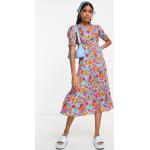 Robes fleuries Influence multicolores à fleurs mi-longues Taille S look vintage pour femme en promo 