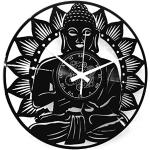 Horloges murales blanches en aluminium à motif Bouddha 
