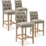 Intensedeco - Lot de 4 chaises de bar en bois Gaya tissu Beige - H65cm - Beige