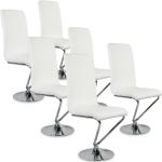 Chaises design IntenseDeco blanches en métal en lot de 6 modernes 