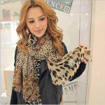 Écharpes en soie de soirée noires à effet léopard en mousseline look fashion pour femme 