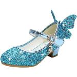Chaussures d'été pour baptême bleues à paillettes Pointure 29 look fashion pour fille 
