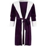Peignoirs en éponge violets en éponge à capuche Taille 3 XL plus size look fashion pour femme 