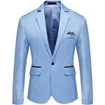 Vestes en lin de mariage bleues claires en velours à paillettes à col montant Taille 5 XL plus size look fashion pour homme 