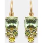 Boucles d'oreilles pendantes vertes en or 18 carats pour femme 