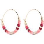 Boucles d'oreilles de créateur Isabel Marant roses en laiton à perles créoles pour femme 