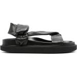 Sandales plates de créateur Isabel Marant noires en cuir de veau à bouts ronds à scratchs Pointure 41 pour femme 