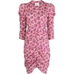 Robes à imprimés de créateur Isabel Marant rose fushia à manches trois-quart à col en V Taille XS pour femme en promo 