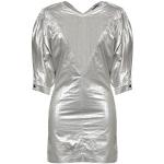 Robes courtes de créateur Isabel Marant argentées à rayures en toile courtes à manches trois-quart Taille XS pour femme 