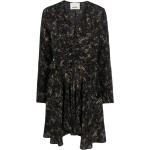 Robes en soie de créateur Isabel Marant noires à manches longues à col en V Taille XS pour femme 